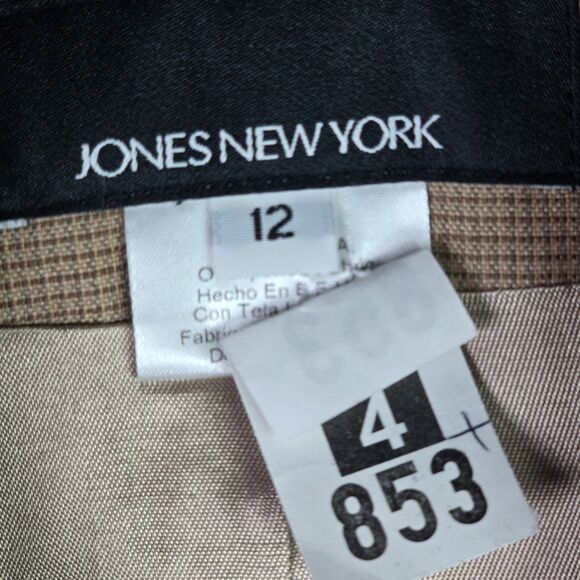 VTG Jones New York Womens Blazer 12 Beige Wool Blend Checkerboard Classic - Picture 5 of 16
